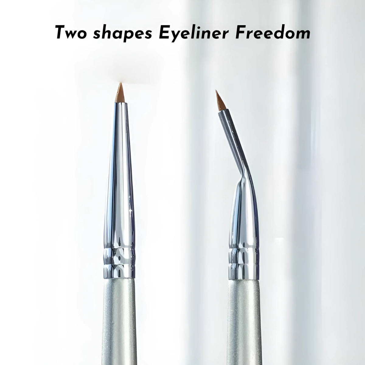 Bend head eyeliner brush with angled synthetic bristles for precise under eye and tear trough makeup application