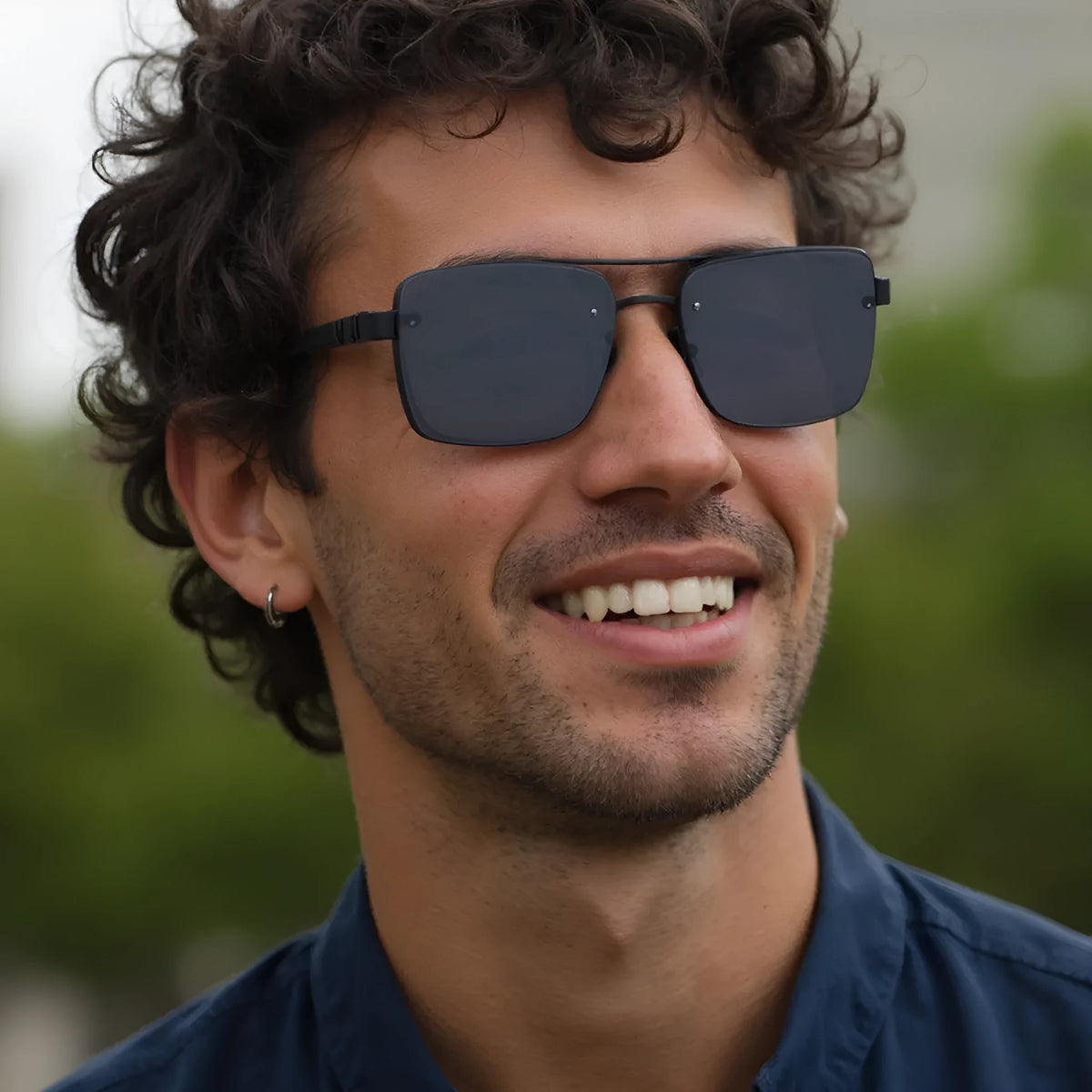 Men's UV protection vintage sunglasses with PC frame, grey tinted lenses, gold double gray colour