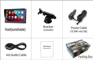 7 inch portable car smart display with retractable bracket showing wireless Carplay interface