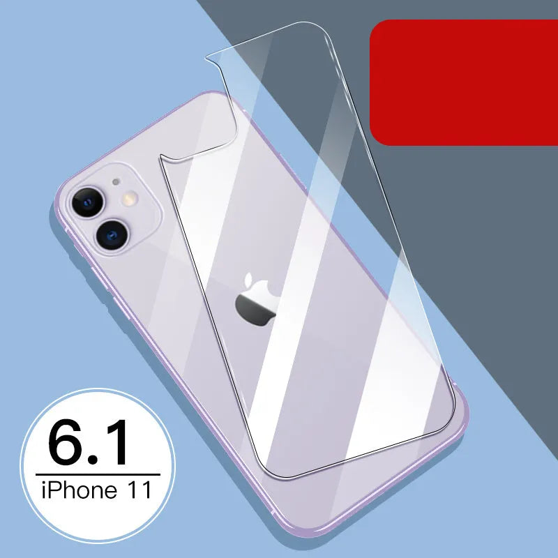 Tempered glass screen protector for Apple iPhone with rear and front film options.
