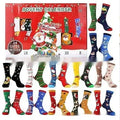Seven different Christmas stocking blind boxes with colourful resin decorations for holiday displays