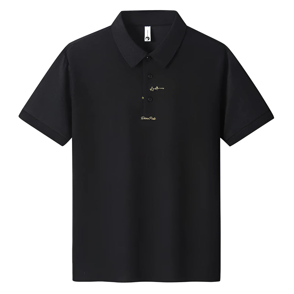 Men's casual cotton t-shirt in a loose fit with a printed letter pattern on the chest.