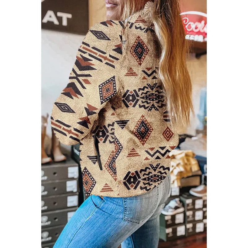 Women's loose fit long sleeve top with zipper detail in autumn winter polyester fabric