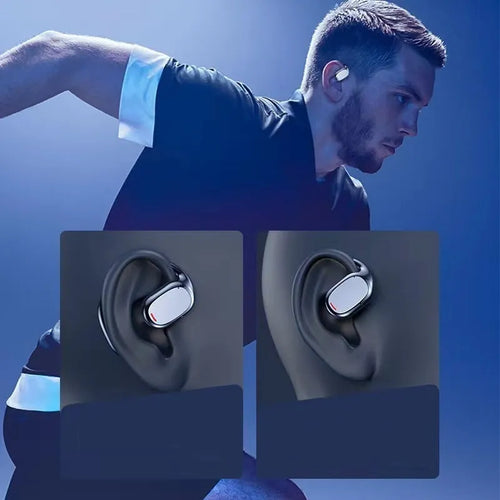 Black and white wireless earplug Bluetooth headphones with charging case