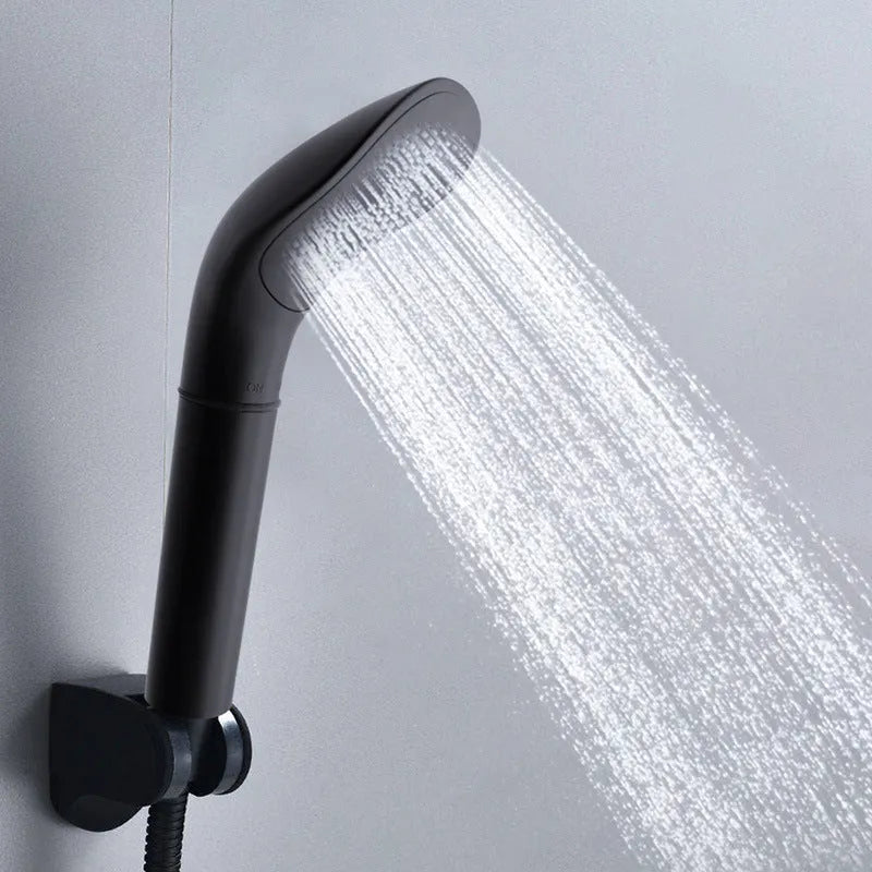 Plastic water saving filter shower head with black finish and rain spray function