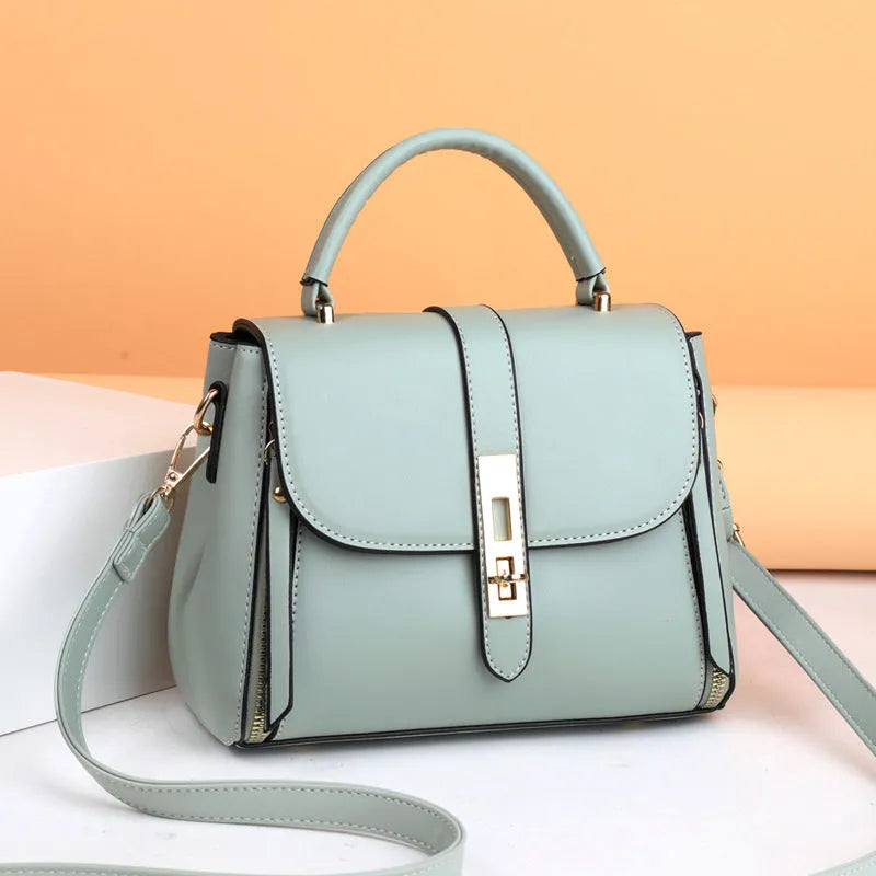 Women's soft PU leather messenger shoulder bag in square vertical design