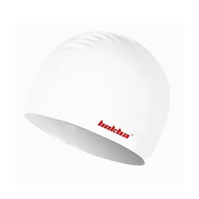 Adult silicone swimming cap with letter pattern in multiple colour options.