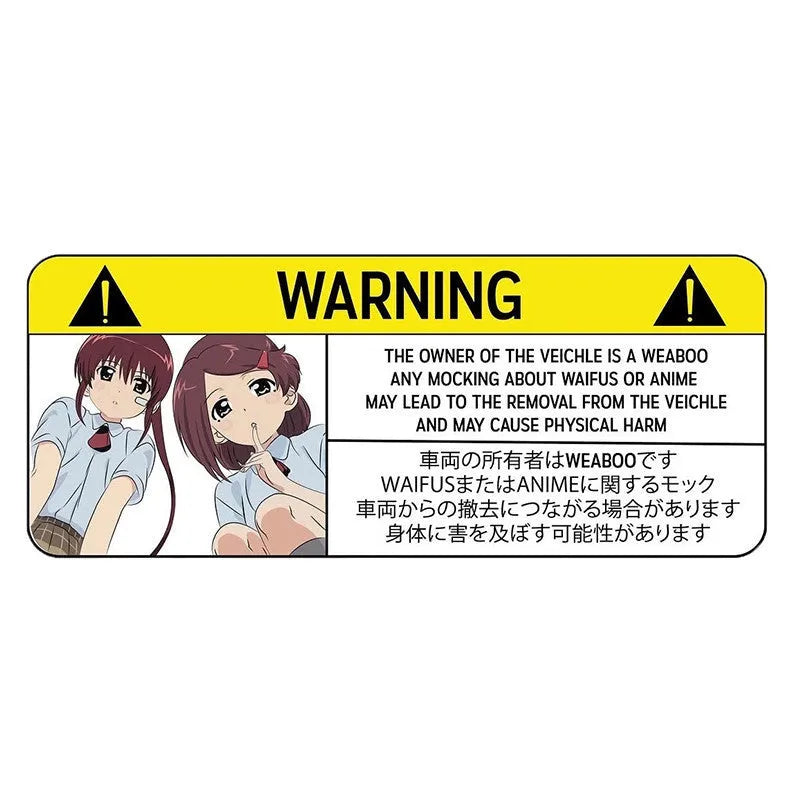 13cm PVC vinyl comic car warning sticker on vehicle window
