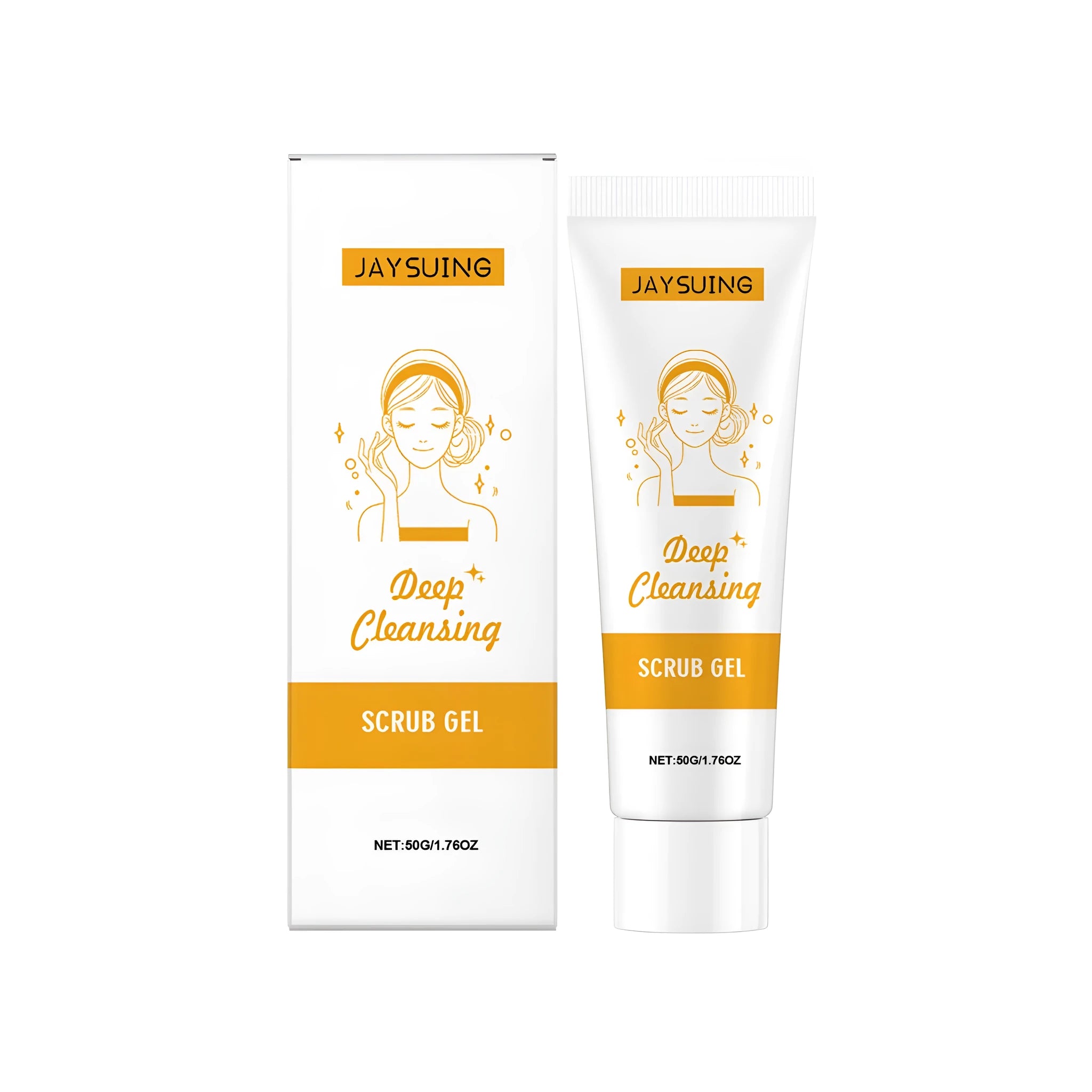50g tube of deep cleansing facial scrub gel with aloe vera and centella asiatica extract.