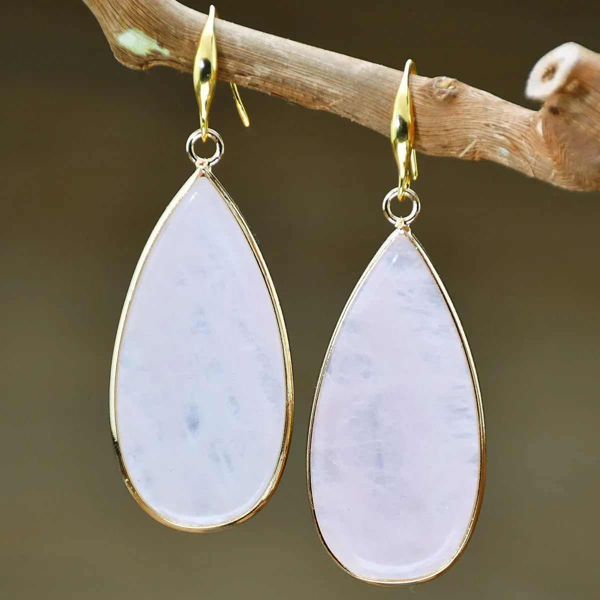 Vintage long water drop stone earrings in Tigereye, amethyst, pink crystal, Redstone, turquoise