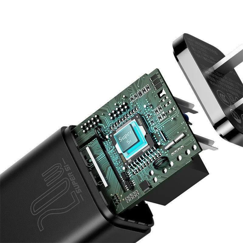 Baseus Super Si Super Silicon 20W fast charger with Type-C to USB-C interface in black