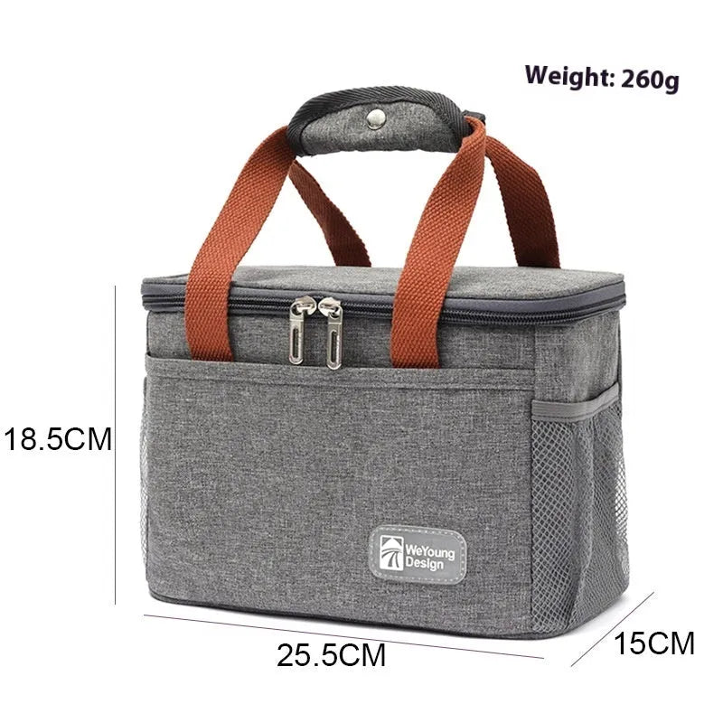 Insulated crossbody picnic bag in Oxford cloth with shoulder strap, shown in grey colour