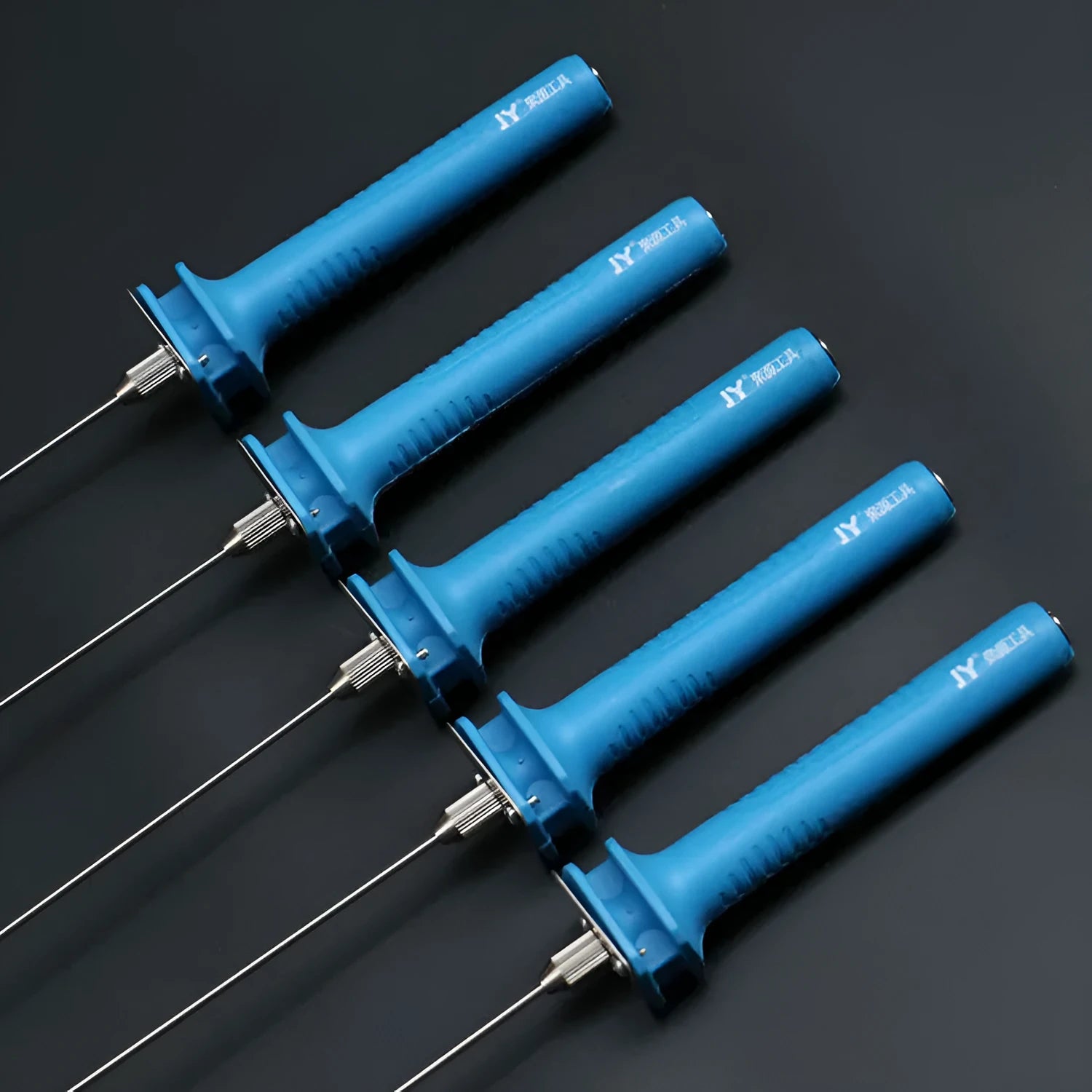 Blue electric heating cutter pen with plastic handle for cutting foam and pearl cotton.
