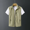 Men's hooded rabbit fur vest in army green, slim fit, with five colour options