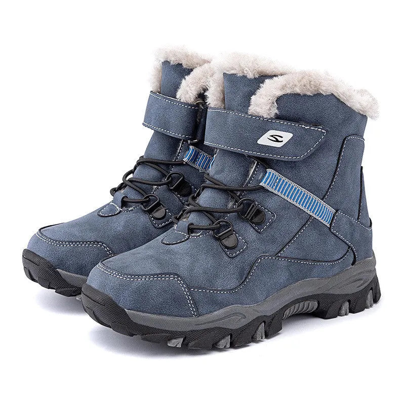 Hobby Bear black children's martin boots with a velcro strap and buckle on a waterproof artificial leather upper.