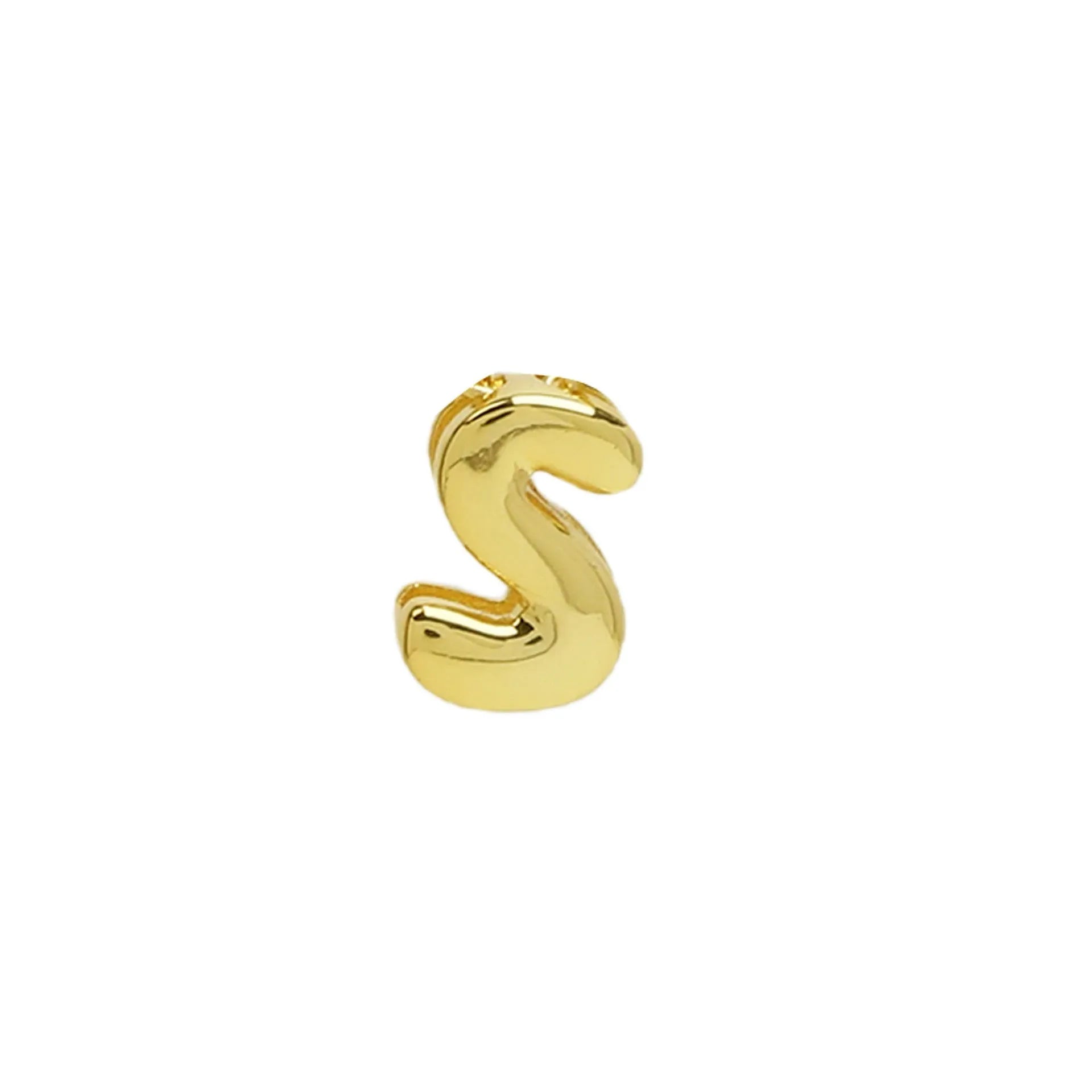 18k electroplated gold DIY letter name bracelet with smooth bubble surface on copper alloy