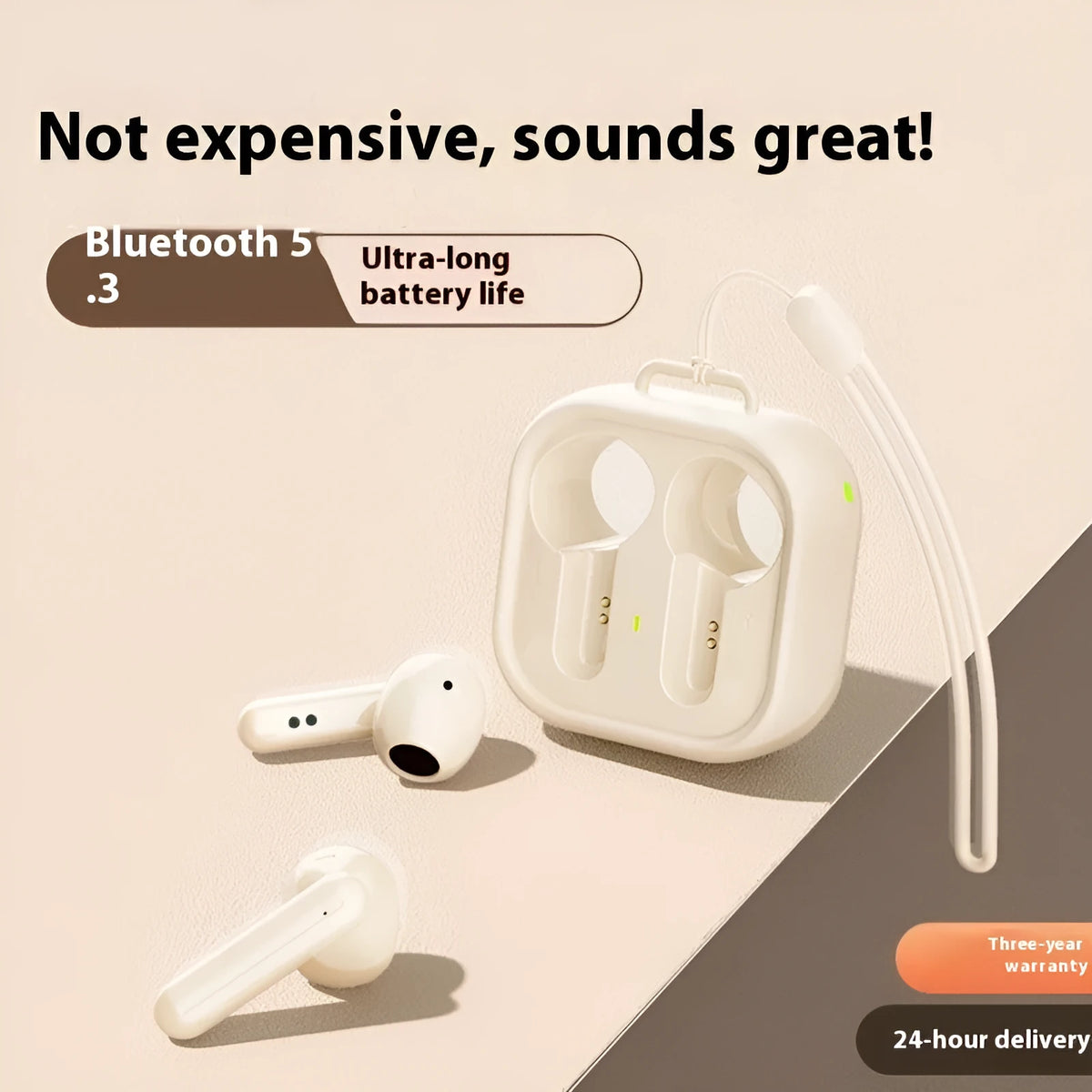 H19 mini Bluetooth headset in black with noise reduction and wireless sports-style design