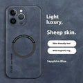 Magnetic Sheepskin All-inclusive Drop-resistant Business Phone Case Compatible with iPhone 12-16 Pro Max Series in Graphite Black Dark Night Green Sapphire Blue Golden Brown Galactic Gray