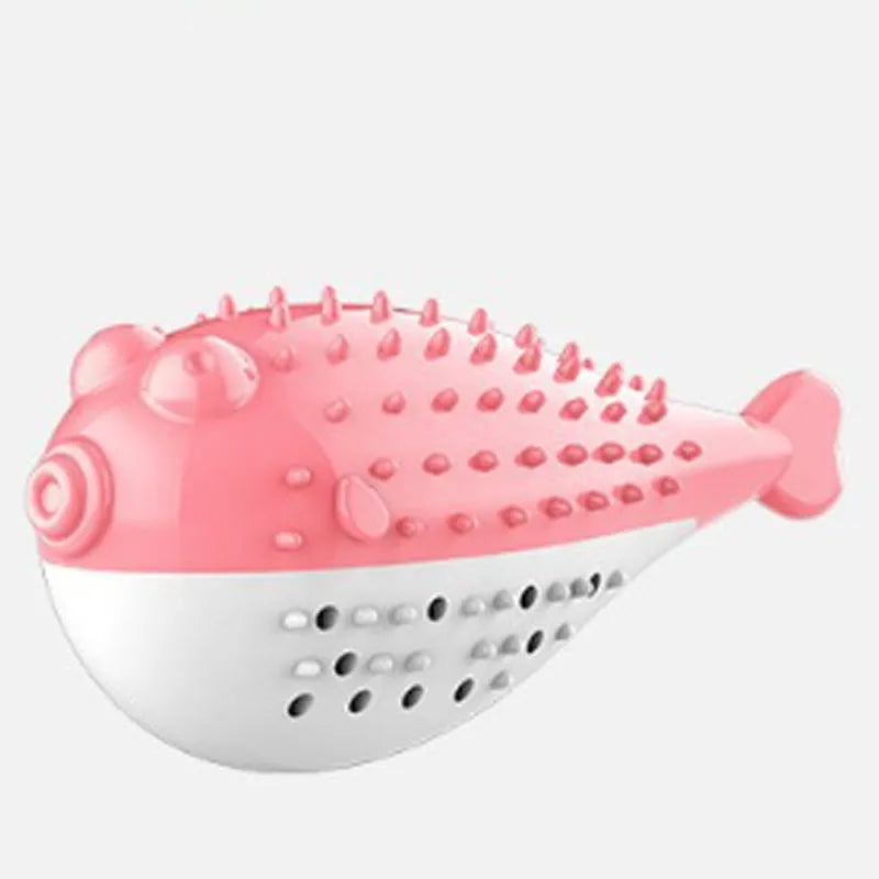 Blue silicone fish-shaped cat chew toy for grabbing and playing