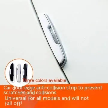 Black plastic silicone car door bumper strip set, four pieces measuring 9.5cm by 2cm each
