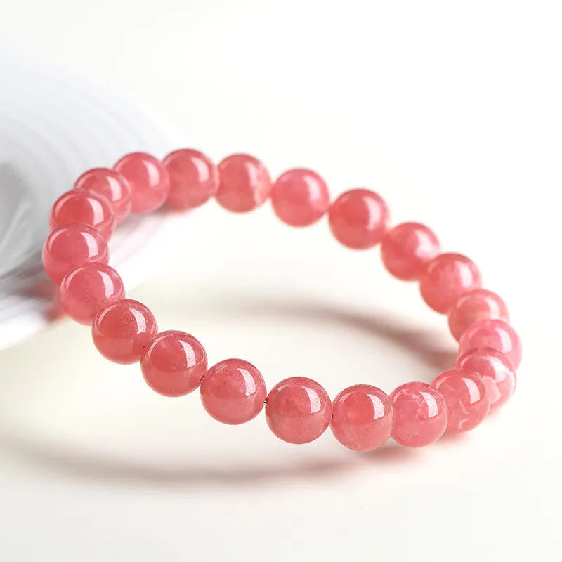 Geometric crystal bracelet with longevity lock closure in rhodochrosite colour variations