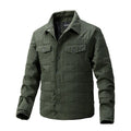 Men's quilted cotton casual shirt jacket with polo collar and wool lining in multiple colour options