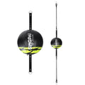 Black and green PU leather hanging boxing speed ball for reaction training.