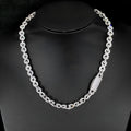 Men's copper necklace and bracelet set with platinum finish and 8mm width on a neutral background