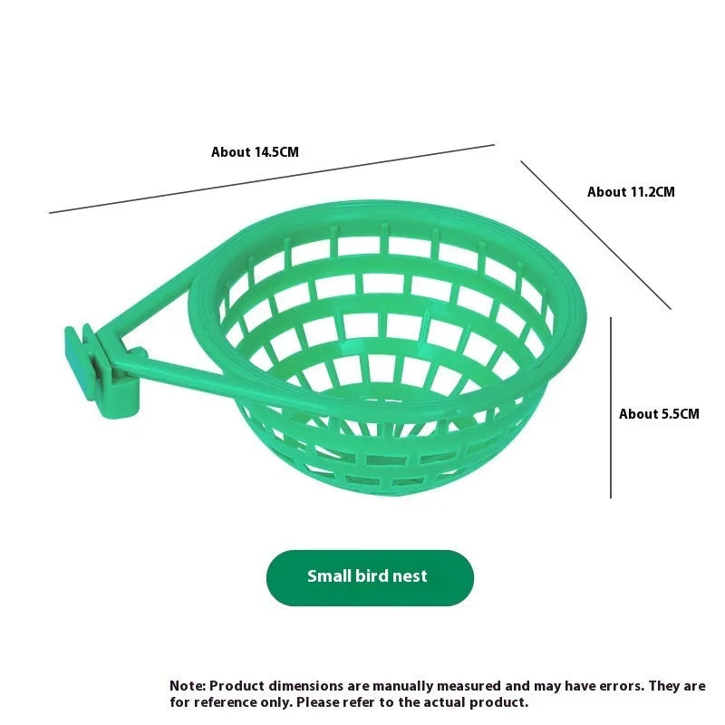 Plastic bird nest in green colour, split-proof design, easy clean surface for pet bird cages