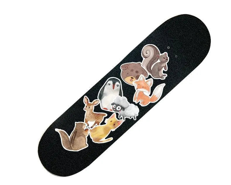 36 retro beach stickers in various 6-10cm sizes with vinyl PVC construction and matte film covering
