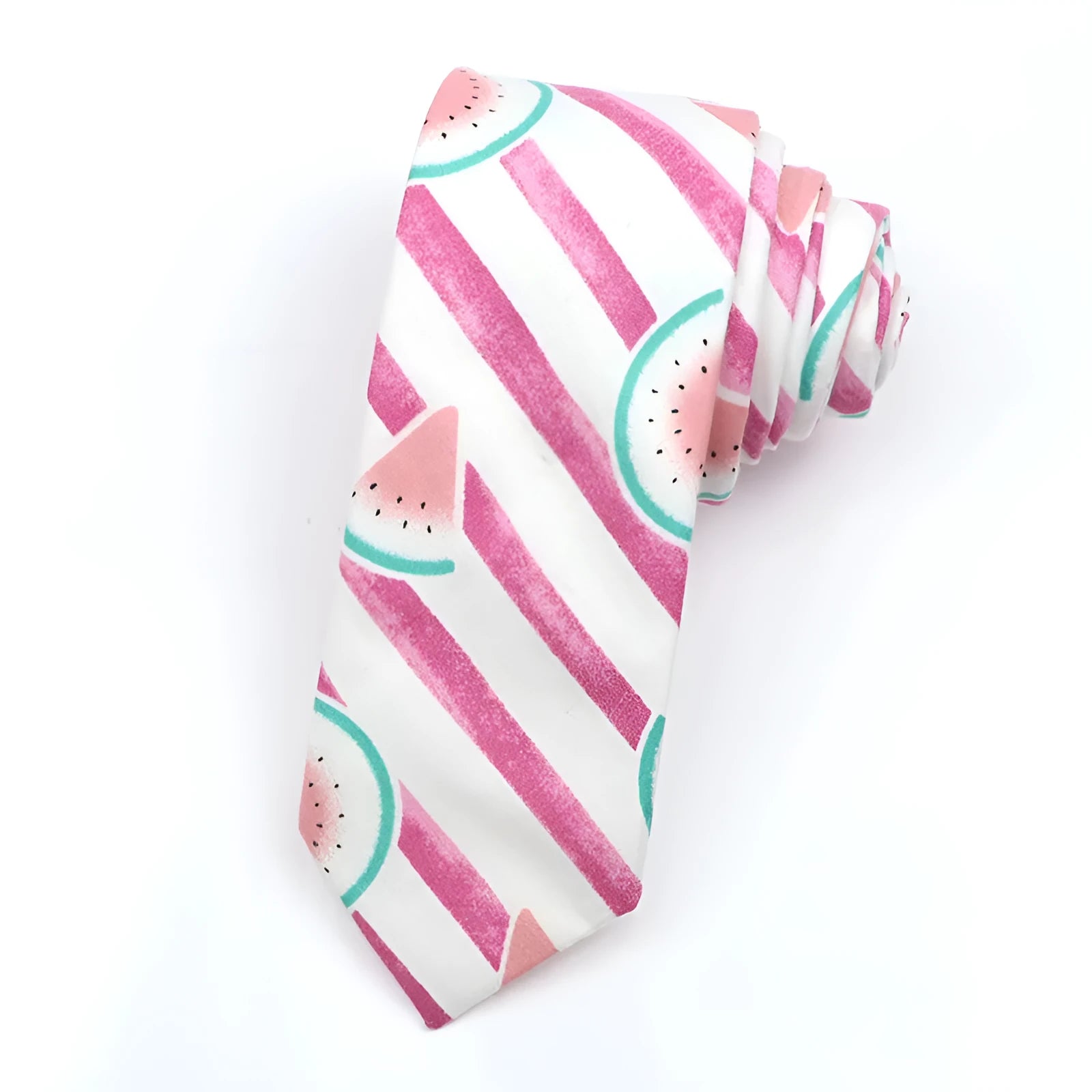 Narrow Korean style cotton bow tie with a printed cartoon pattern in various colours.