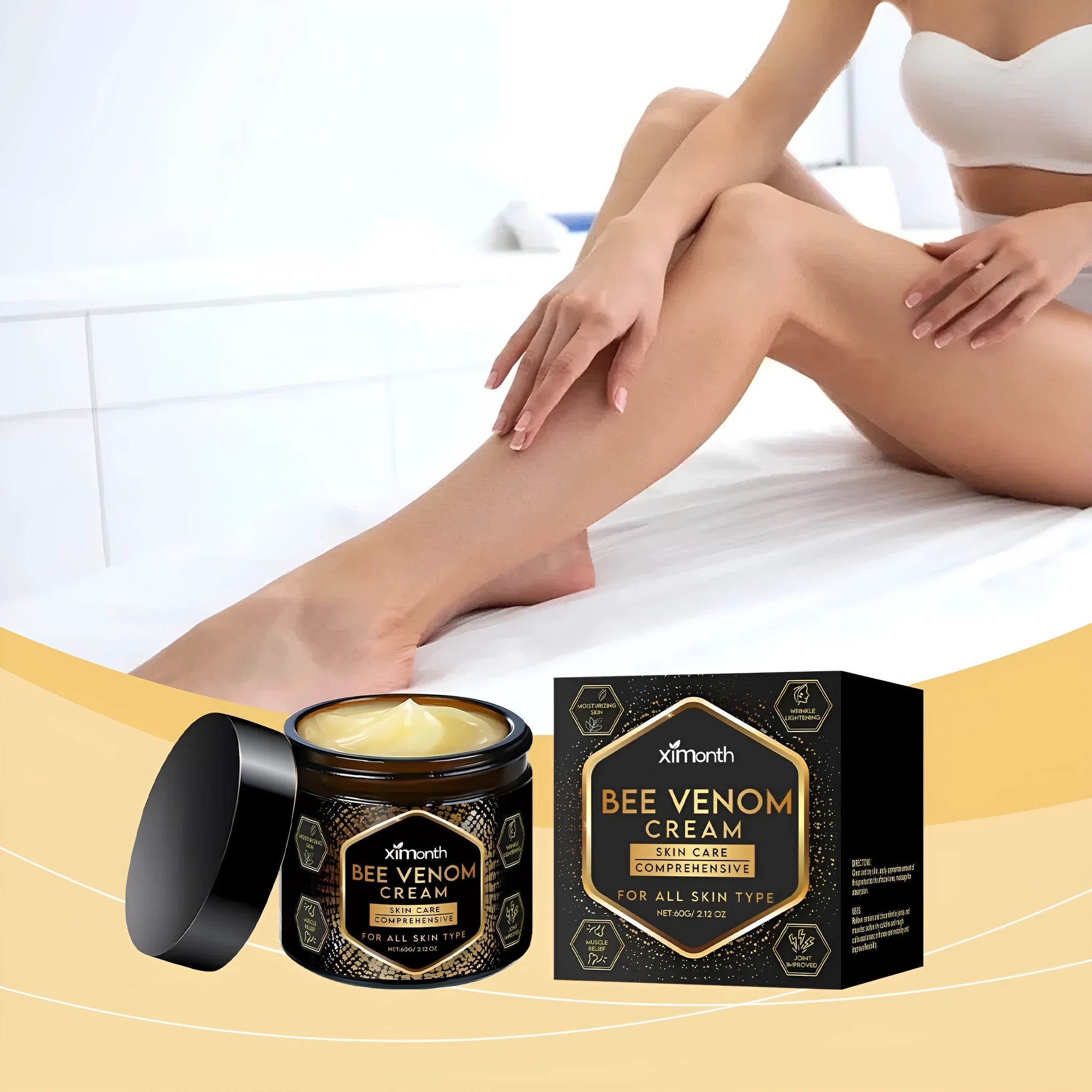 60g moisturising skincare cream jar with mint leaf, bee venom, tea tree oil and cypress extract ingredients