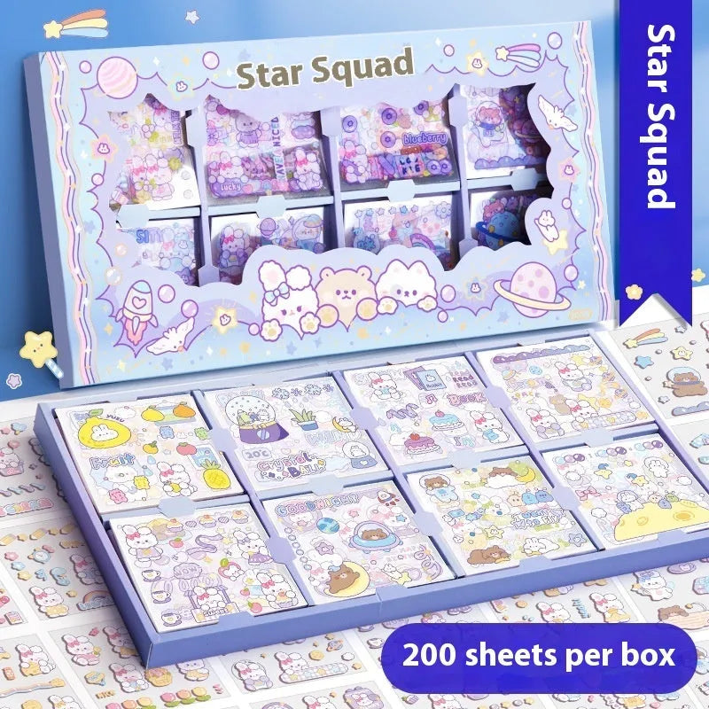 Children's sticker card notebook set with multiple colourful printed designs