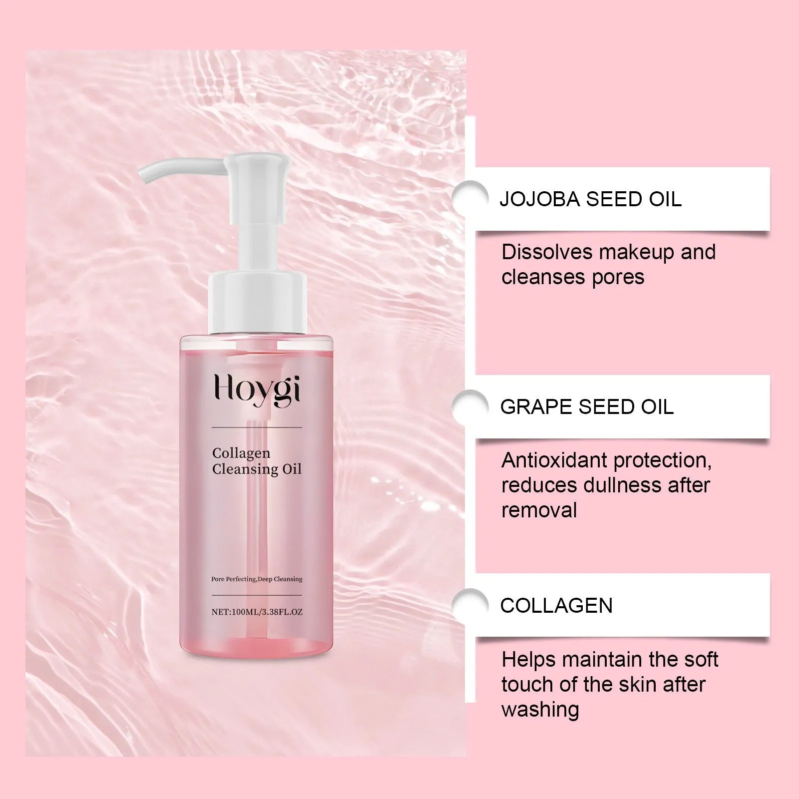 Collagen Cleansing Oil Daily Mild in 100ml bottle with jojoba seed oil and grape seed oil formula