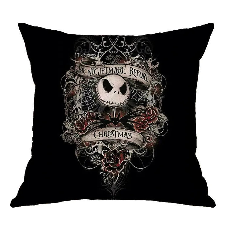 Linen skull Halloween pillow cover 45x45cm in colour option A01 with envelope closure
