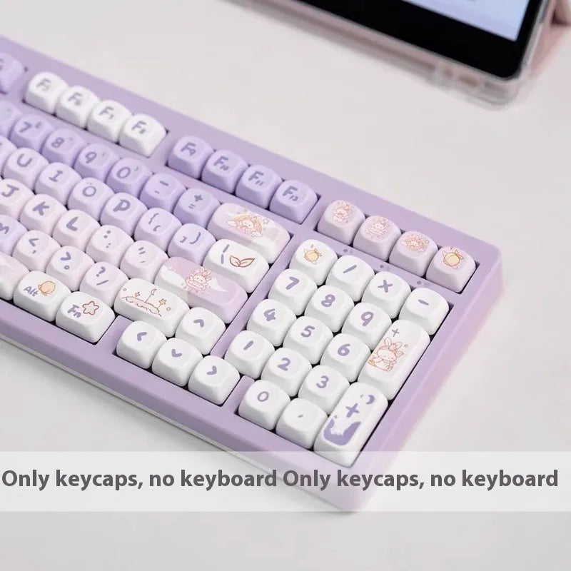 PBT gradient purple rabbit key caps set for mechanical keyboard sublimation printing