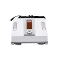 White intelligent window cleaning robot on a glass window, dimensions 220mm by 220mm by 70mm.