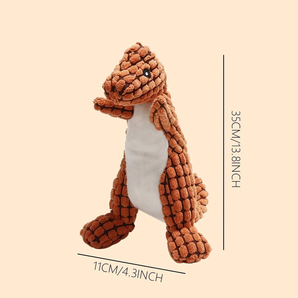 Grey rubber dog chew toy with squeaker measuring 35cm long for bite resistance