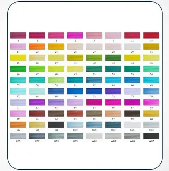Set of double-headed alcohol oily colour markers with round and inclined nibs for professional art and design work.
