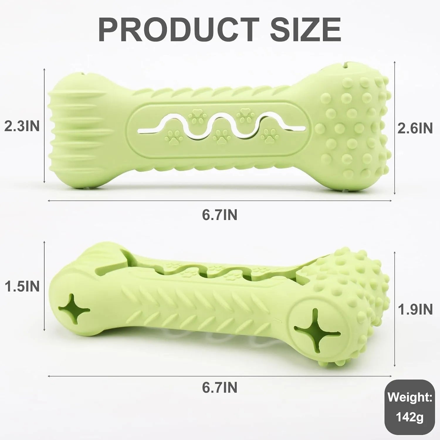 Natural rubber bone-shaped dog chew toy in blue, green, or orange colours with textured surface for teeth cleaning