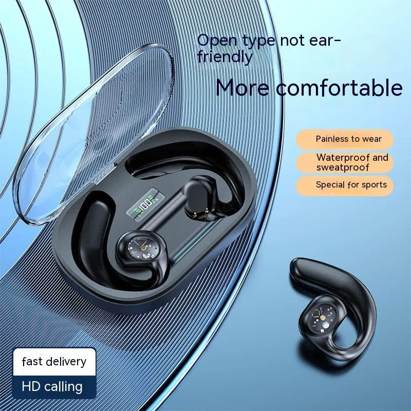Y3 open non in ear wireless Bluetooth earphones black ear hook bone conduction sports style