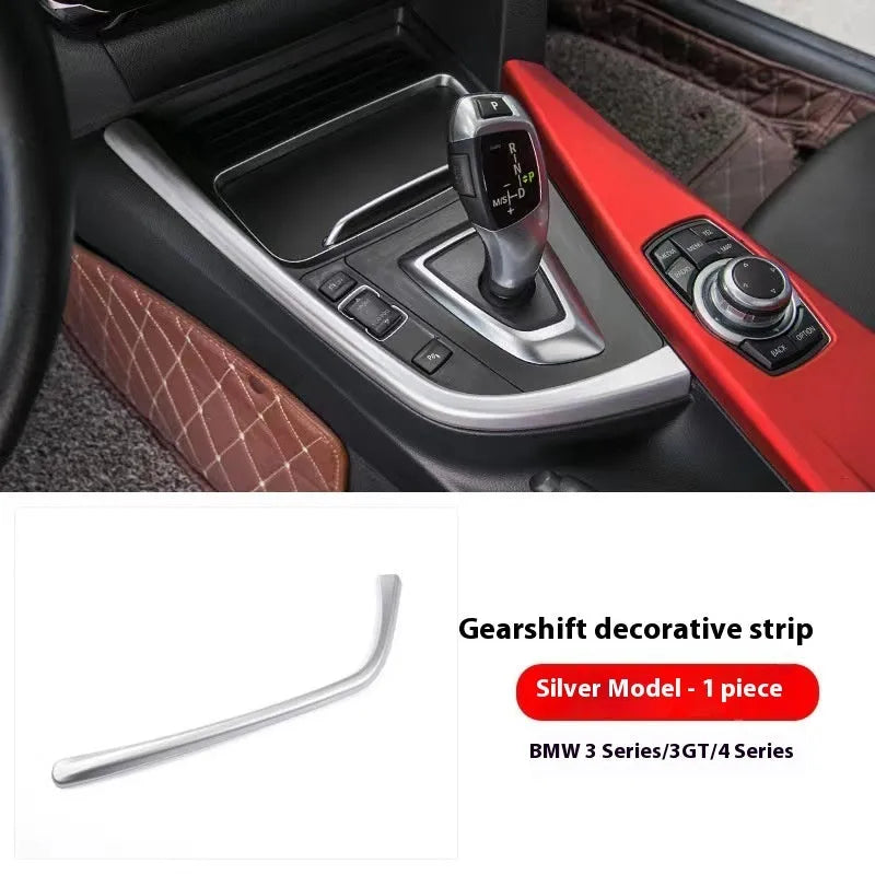 BMW 3 series car interior decoration strip set in multiple colours including red silver black blue and carbon fibre for central control and gear trim