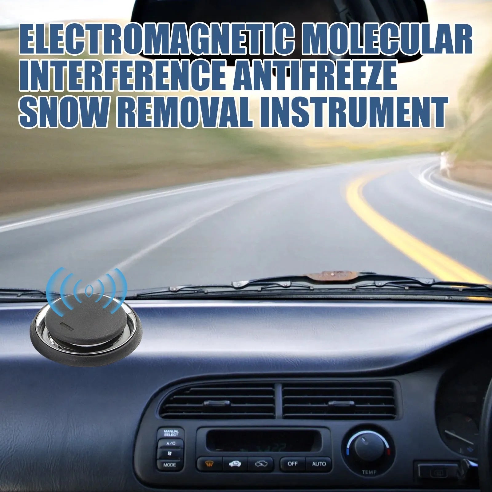 Black portable car deicing instrument for melting snow on vehicle windscreens.