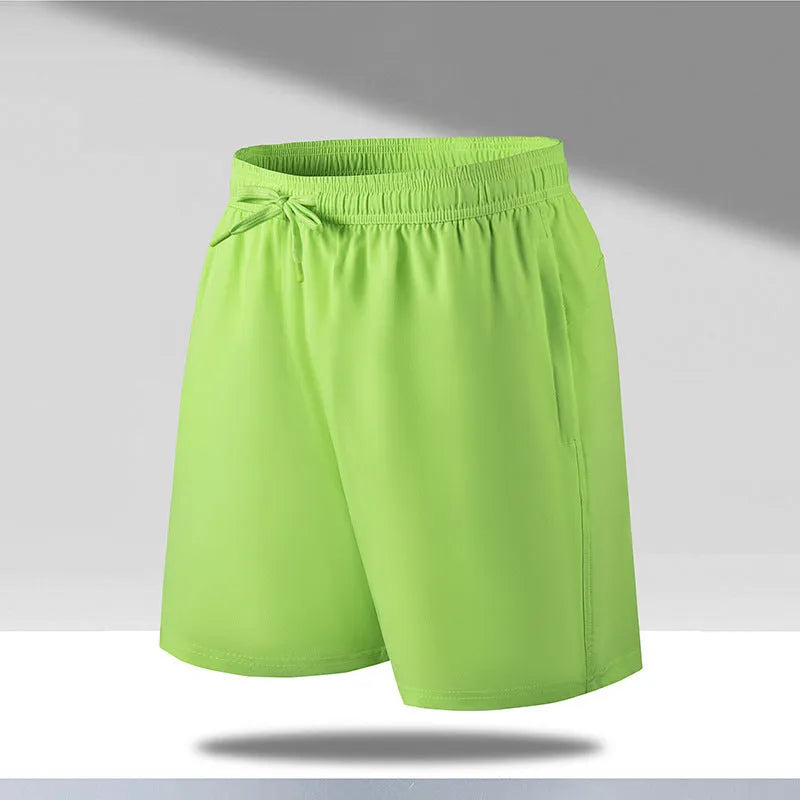 Men's loose fit quick-drying sports shorts in ice silk polyester fabric with micro-elastic waistband