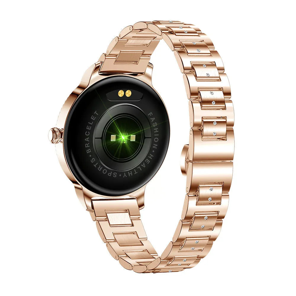 AK38 Ladies Smart Watch with stainless steel wristband and 1.09-inch colour screen