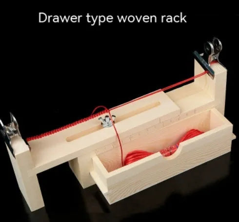 Solid wood handmade weaving machine DIY tool with fixing rack for jewellery crafting