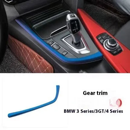 BMW 3 series car interior decoration strip set in multiple colours including red silver black blue and carbon fibre for central control and gear trim