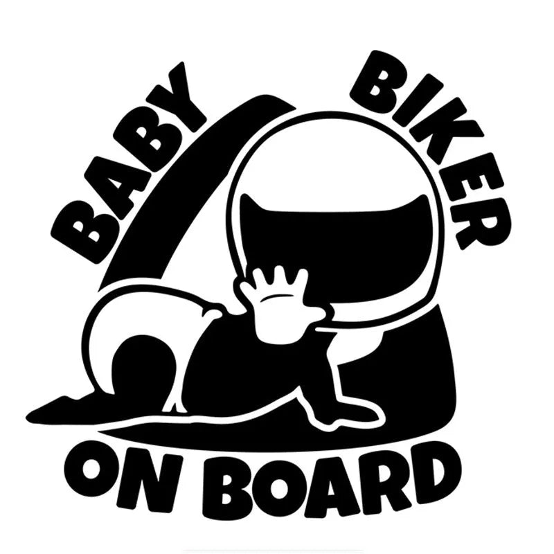 Reflective baby on board car window sticker measuring 14.5 by 15 centimetres