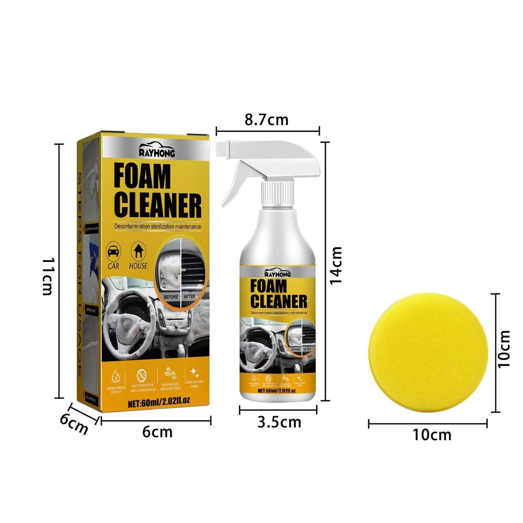 60ml car interior foamed cleaner bottle and 10cm sponge for wash-free upholstery cleaning