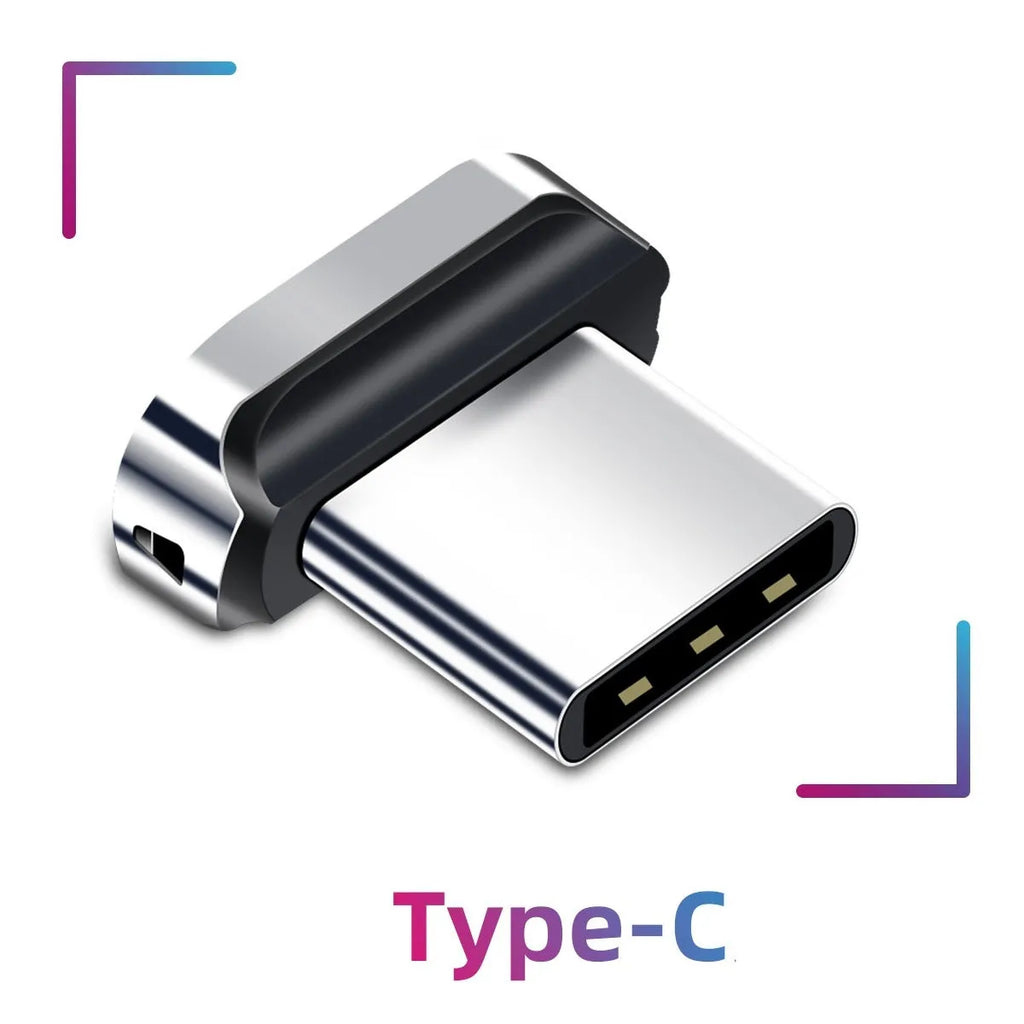 3A fast charge magnetic charging head in black and silver, 0.2m length, for Android Type-C devices
